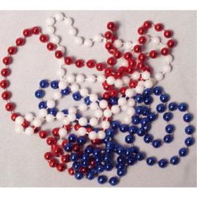 33 Inch Solid Red, White and Blue Beads Case Pack 144inch 