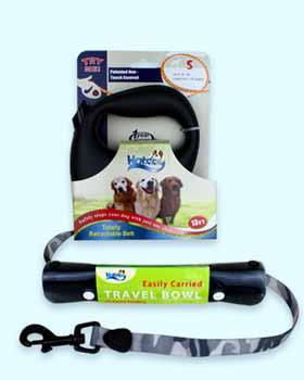 Black Small Leash and Small Travel Bowl Set Case Pack 6black 