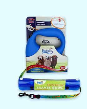 Blue Small Leash and Small Travel Bowl Set Case Pack 6blue 