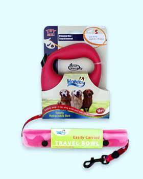 Hot Pink Small Leash and Small Travel Bowl Set Case Pack 6pink 