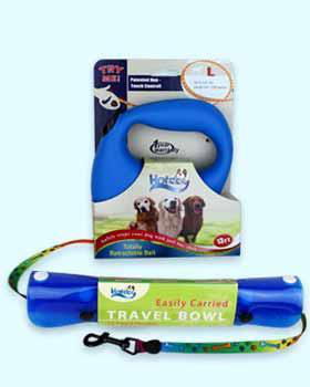 Blue Large Leash and Large Travel Bowl Set Case Pack 6blue 