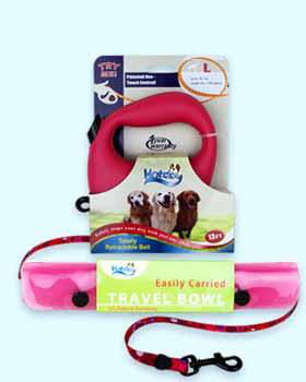 Hot Pink Large Leash and Large Travel Bowl Set Case Pack 6pink 