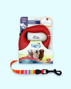 Medium Red Dog Leash - Multi Colored Stripe Case Pack 6medium 