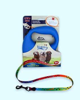 Medium Blue Dog Leash - Multi Colored Bone & Paw Case Pack 6medium 