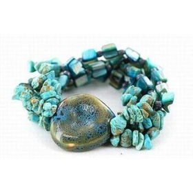 Ceramic with Blue 3 Line Stone Bracelet Case Pack 3ceramic 