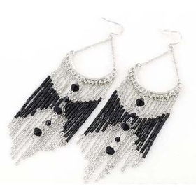 Rp Chandelier w/Black Bead Drop Earrings Case Pack 3chandelier 