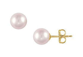 Freshwater Cultured Pearl Stud Earrings : 14K Yellow Gold  10 MMfreshwater 