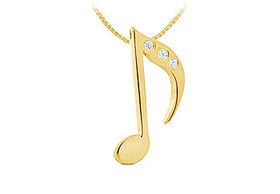 Diamond Music Note Pendant : 14K Yellow Gold - 0.02 CT Diamondsdiamond 