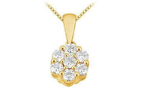 Diamond Flower Pendant : 14K Yellow Gold - 0.25 CT Diamondsdiamond 