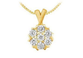 Diamond Flower Pendant : 14K Yellow Gold - 0.25 CT Diamondsdiamond 