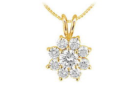 Diamond Flower Pendant : 14K Yellow Gold - 0.75 CT Diamondsdiamond 