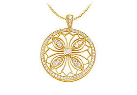 Diamond Circle Pendant : 14K Yellow Gold - 0.75 CT Diamondsdiamond 