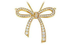 Diamond Bow Pendant : 14K Yellow Gold - 0.33 CT Diamondsdiamond 