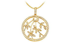 Diamond Circle Pendant : 14K Yellow Gold - 0.55 CT Diamondsdiamond 