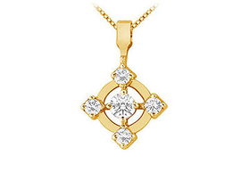 Diamond Circle Pendant : 14K Yellow Gold - 0.50 CT Diamondsdiamond 