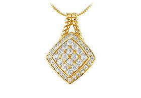 Diamond Square Pendant : 14K Yellow Gold - 1.00 CT Diamondsdiamond 