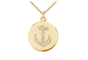 Diamond Disc Pendant : 14K Yellow Gold - 0.15 CT Diamondsdiamond 