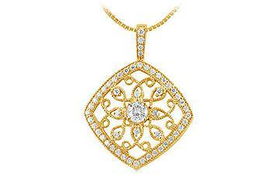 Diamond Flower Pendant : 14K Yellow Gold - 0.75 CT Diamondsdiamond 