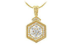 Diamond Geometric Design Pendant : 14K Yellow Gold - 0.66 CT Diamondsdiamond 