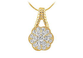 Diamond Flower Pendant : 14K Yellow Gold - 0.50 CT Diamondsdiamond 