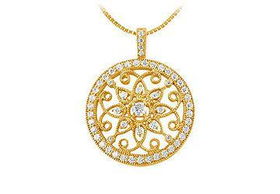 Diamond Circle Pendant : 14K Yellow Gold - 0.75 CT Diamondsdiamond 