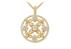 Diamond Circle Pendant : 14K Yellow Gold - 1.25 CT Diamondsdiamond 