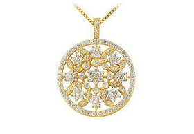 Diamond Circle Pendant : 14K Yellow Gold - 1.50 CT Diamondsdiamond 