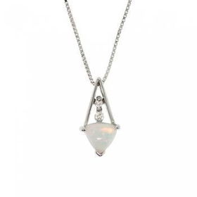 White Gold Pendant Necklace Created Opal & Diamond Gemswhite 