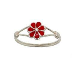 New Red Enamel Sterling Silver Children's Ringred 