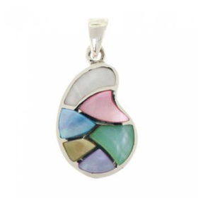 925 Silver Dangle Pendant Multicolored Mother of Pearlsilver 