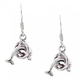 New Sterling Silver Jumping Dolphin Earrings in French Wiresterling 