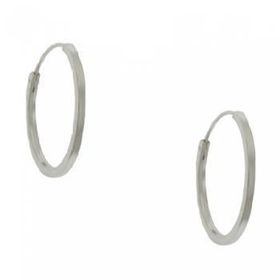 Sterling Silver Plain Square Tube Hoop Earrings - 925sterling 