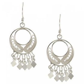 New Sterling Silver Chandelier Earrings Round Filigreesterling 