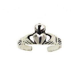 925 Sterling Adj Claddagh Hands Crown Heart Toe Ringsterling 