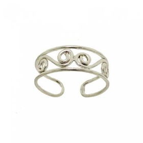 Solid Silver Adjustable Womens Toe Ring - Spiral Designsolid 