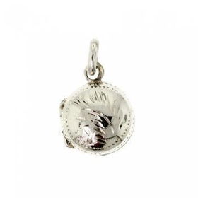 Sterling Silver Round Locket - 2 Picture & Diamond Cutsterling 