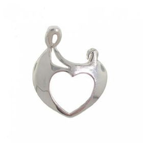 925 Sterling Silver Heart Pendant of Mother and Childsterling 