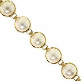 14KT Gold Tennis Bracelet Wh Freshwater Cultured Pearlsgold 