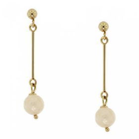 Ladies 14KT Gold Dangle Drop Earrings Freshwater Pearlladies 