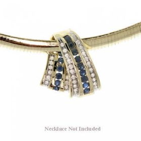 Solid 10KT Yellow Gold Slide Sapphire Diamond Pendantsolid 