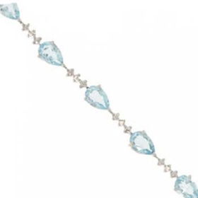 White Gold Bracelet Pear Cut Topaz & Diamond Gemstoneswhite 