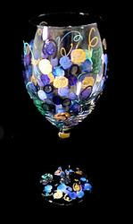 Grapes & Vines Design - Hand Painted - Wine Glass - 8 oz.grapes 