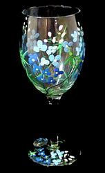 Texas Bluebonnets Design - Hand Painted - Wine Glass - 8 oz.texas 