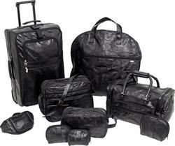 9PC BLACK LEATHER LUGGAGE SETblack 