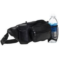 Embassy&trade; Solid Genuine Leather Waist Bag with Phone Pouch and Water Bottle Holderembassy 