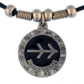 Sagittarius Pewter Pendant on Beaded Leather Necklacesagittarius 