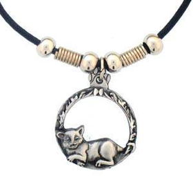 Earth Spirit Necklace - Cat in Circleearth 