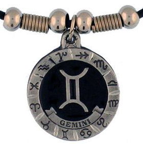 Gemini Pewter Pendant on Beaded Leather Necklacegemini 