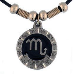 Scorpio Pewter Pendant on Beaded Leather Necklacescorpio 