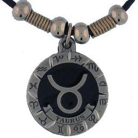 Taurus Pewter Pendant on Beaded Leather Necklacetaurus 